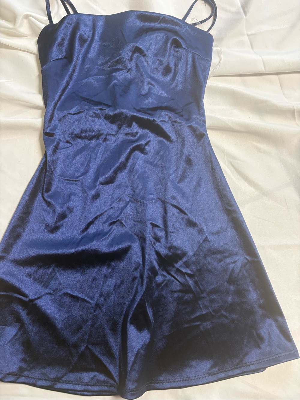 Windsor Satin Navy Slip Dress with Spaghetti Straps nwtg size s